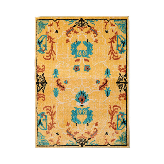 Multi Size Beige, Aqua Machine-Made Polypropylene Cavalier Design Traditional Persian Oriental Area Rug