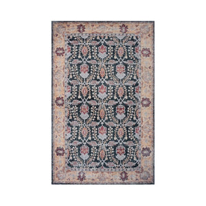 Multi Sizes Micro Printed Hand Woven Polyester Oriental Area Rug Charcoal, Peach Color