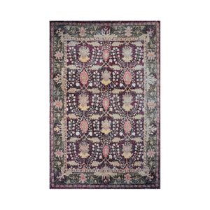 Multi Size Handmade Hand Woven Micro Printed Victoria Polyester Traditional Oriental Area Rug Purple, Brown Color - Oriental Rug Of Houston