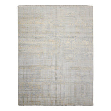 Multi Sizes Tibetan Wool and Silk Oriental Area Rug Slate, Ivory Color - Oriental Rug Of Houston