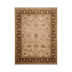 9'x12'2'' Beige, Brown Hand Knotted 100% Wool Agra Traditional Oriental Area Rug