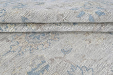 9x12 Gray, Beige, Blue Color Hand Knotted Oushak Wool Transitional Oriental Rug