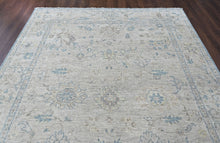 9x12 Gray, Beige, Blue Color Hand Knotted Oushak Wool Transitional Oriental Rug