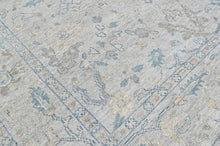 9x12 Gray, Beige, Blue Color Hand Knotted Oushak Wool Transitional Oriental Rug