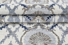 3'6x5'6 Ivory, Gray, Blue Color Hand Knotted Oushak Wool Transitional Oriental Rug