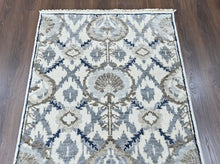 3'6x5'6 Ivory, Gray, Blue Color Hand Knotted Oushak Wool Transitional Oriental Rug