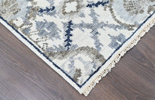 3'6x5'6 Ivory, Gray, Blue Color Hand Knotted Oushak Wool Transitional Oriental Rug