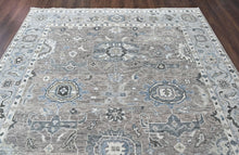 9x12 Gray, Ivory, Slate Color Hand Knotted Oushak Wool Transitional Oriental Rug