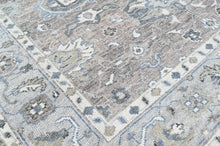 9x12 Gray, Ivory, Slate Color Hand Knotted Oushak Wool Transitional Oriental Rug
