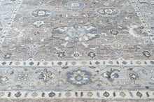 9x12 Gray, Ivory, Slate Color Hand Knotted Oushak Wool Transitional Oriental Rug