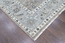 9x12 Gray, Ivory, Slate Color Hand Knotted Oushak Wool Transitional Oriental Rug