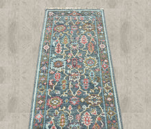 Multi Size Hand Knotted Wool Teal, Blush Oushak Arts and Crafts Rug