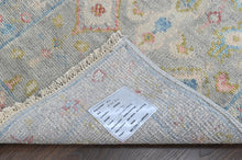 2'6x9 Slate, Gray, Lime Color Hand Knotted Oushak Wool Arts and Crafts Oriental Rug