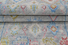 2'6x9 Slate, Gray, Lime Color Hand Knotted Oushak Wool Arts and Crafts Oriental Rug