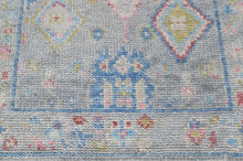 2'6x9 Slate, Gray, Lime Color Hand Knotted Oushak Wool Arts and Crafts Oriental Rug