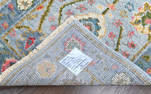 3x5 Blue, Aqua, Gold Color Hand Knotted Oushak Wool Transitional Oriental Rug