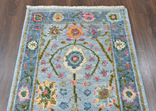 3x5 Blue, Aqua, Gold Color Hand Knotted Oushak Wool Transitional Oriental Rug