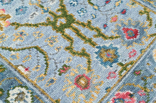 3x5 Blue, Aqua, Gold Color Hand Knotted Oushak Wool Transitional Oriental Rug