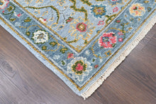 3x5 Blue, Aqua, Gold Color Hand Knotted Oushak Wool Transitional Oriental Rug