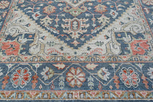 8'3x12 Slate, Beige, Blush Color Hand Knotted Oushak Wool  Oriental Rug