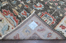 9x12 Charcoal, Slate, Rose Color Hand Knotted Oushak Wool Arts and Crafts Oriental Rug
