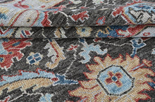 9x12 Charcoal, Slate, Rose Color Hand Knotted Oushak Wool Arts and Crafts Oriental Rug