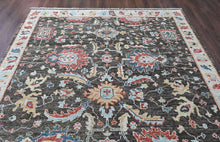 9x12 Charcoal, Slate, Rose Color Hand Knotted Oushak Wool Arts and Crafts Oriental Rug