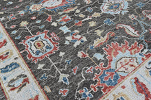 9x12 Charcoal, Slate, Rose Color Hand Knotted Oushak Wool Arts and Crafts Oriental Rug
