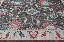 9x12 Charcoal, Slate, Rose Color Hand Knotted Oushak Wool Arts and Crafts Oriental Rug