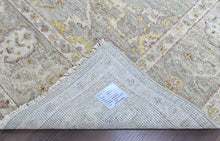 9x12 Gray, Light Gold, Moss Color Hand Knotted Oushak Wool Transitional Oriental Rug