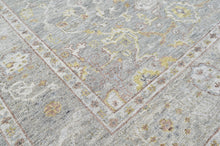 9x12 Gray, Light Gold, Moss Color Hand Knotted Oushak Wool Transitional Oriental Rug