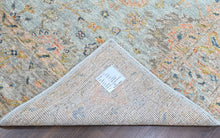 8x10 Aqua, Gray, Peach Color Hand Knotted Oushak Wool Transitional Oriental Rug