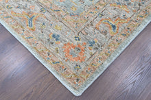 8x10 Aqua, Gray, Peach Color Hand Knotted Oushak Wool Transitional Oriental Rug