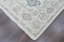 9x12 Ivory, Gray, Slate Color Hand Knotted Oushak Wool Transitional Oriental Rug