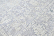 8x10 Gray, Slate, Multi Color Hand Knotted Oushak Wool Transitional Oriental Rug