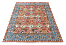 Multi Size Hand Knotted Wool Rust, Blue Oushak Transitional Rug