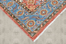 Multi Size Hand Knotted Wool Rust, Blue Oushak Transitional Rug