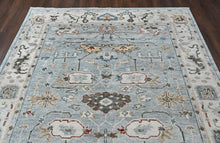 8x10 Slate, Gray, Brown Color Hand Knotted Oushak Wool Transitional Oriental Rug