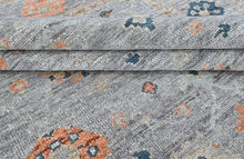 8x10 Slate, Gray, Peach Color Hand Knotted Oushak Wool Transitional Oriental Rug