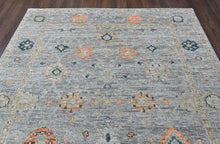 8x10 Slate, Gray, Peach Color Hand Knotted Oushak Wool Transitional Oriental Rug