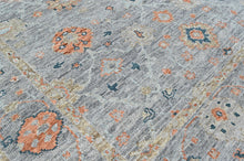 8x10 Slate, Gray, Peach Color Hand Knotted Oushak Wool Transitional Oriental Rug