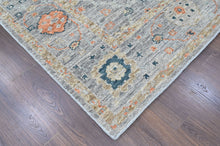 8x10 Slate, Gray, Peach Color Hand Knotted Oushak Wool Transitional Oriental Rug