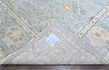 9x12 Celedon, Ivory, Gray Color Hand Knotted Oushak Wool Transitional Oriental Rug