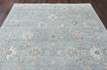 9x12 Celedon, Ivory, Gray Color Hand Knotted Oushak Wool Transitional Oriental Rug