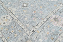 9x12 Celedon, Ivory, Gray Color Hand Knotted Oushak Wool Transitional Oriental Rug
