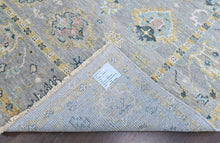 8x10 Gray, Ivory, Sage Color Hand Knotted Oushak Wool Transitional Oriental Rug