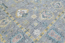 8x10 Gray, Ivory, Sage Color Hand Knotted Oushak Wool Transitional Oriental Rug