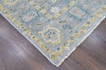8x10 Gray, Ivory, Sage Color Hand Knotted Oushak Wool Transitional Oriental Rug