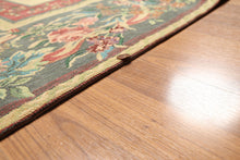 5x8 Golden Sage, Rose, Aqua Color Hand Made Needlepoint Cotton Traditional Oriental Rug