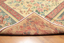 5x8 Golden Sage, Rose, Aqua Color Hand Made Needlepoint Cotton Traditional Oriental Rug